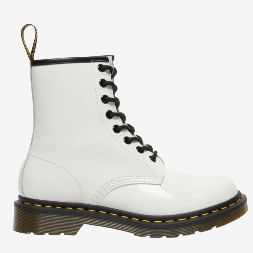 Dr. Martens Womens Patent Leather White Boots Sz 9